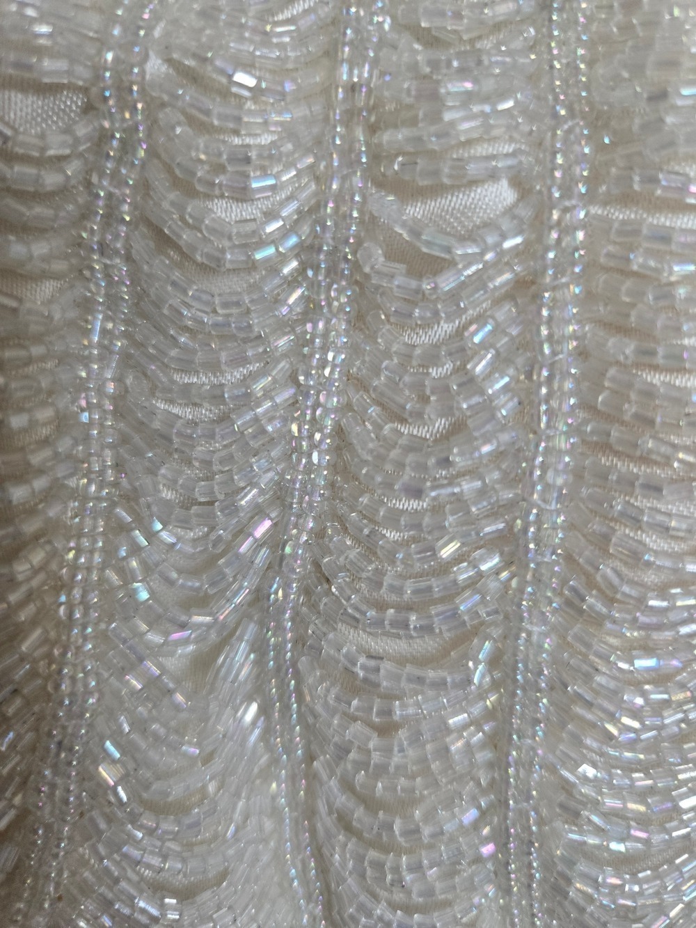 CLUTCH CROSSBODY BAG WHITE BEADED IRIDESCENT BRIDAL WEDDING FORMAL EVENING - Picture 12 of 15